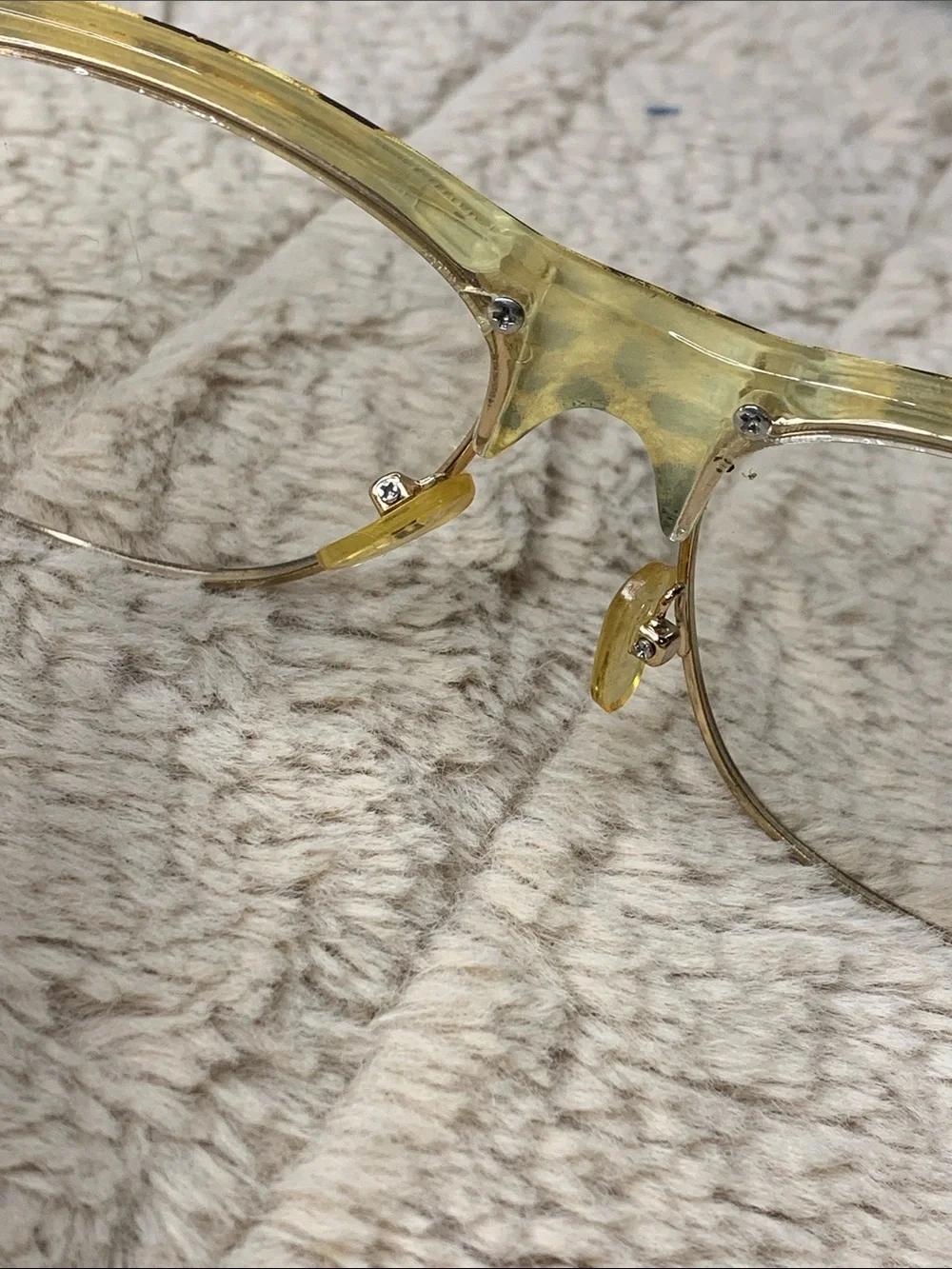 Leopard Print Half-Rim Women's Glasses - Yellow